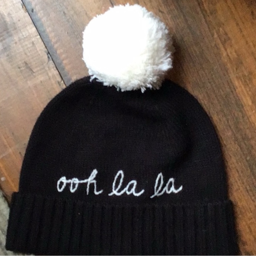 Vintage Kate Spade New York Ooh La La Embroidered Knit Pom Hat Collectible